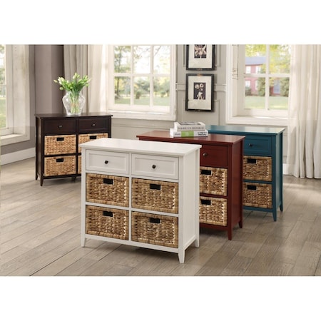 Oceantailer Home Roots Kitchen  28 x 30 x 13 in. Wood Veneer & MDF 6 Drawers Accent Chest - White 286667